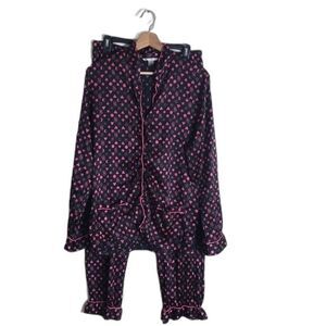 Victoria’s Secret ladies pink and black hearts and stars pajamas set size medium